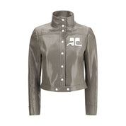 Gray Vinyl Full-Length Jacket with AC Logo