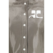 Gray Vinyl Full-Length Jacket with AC Logo