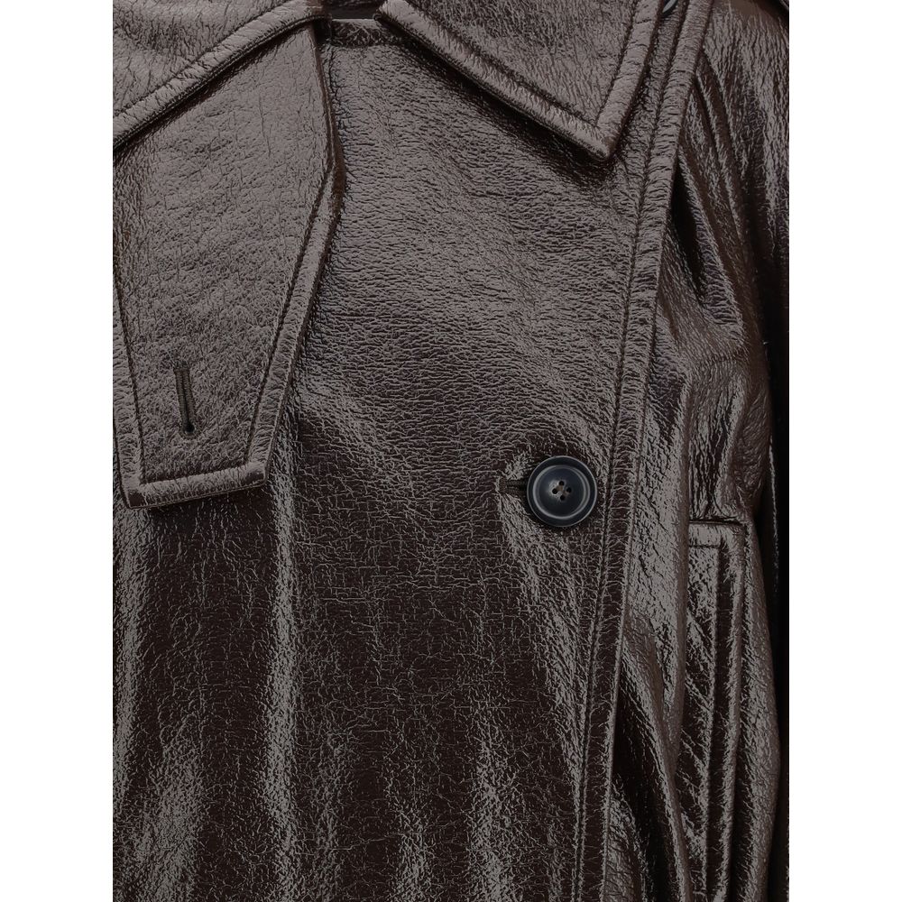 Brown Coated Cotton Trench Coat - Bomber Details