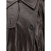 Brown Coated Cotton Trench Coat - Bomber Details
