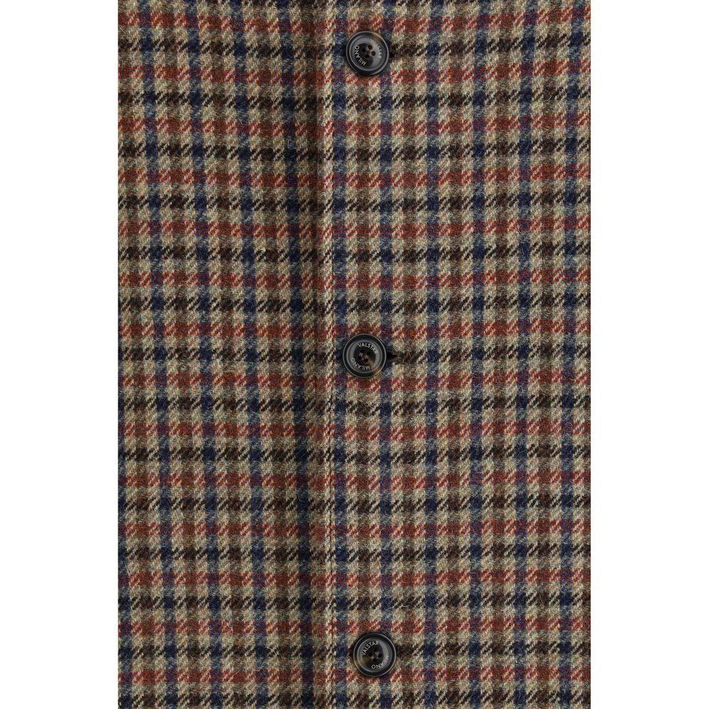 Valstar flerfärgad ullöverrock med hundtandsmönster