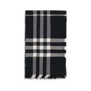 Black Wool Check Scarf