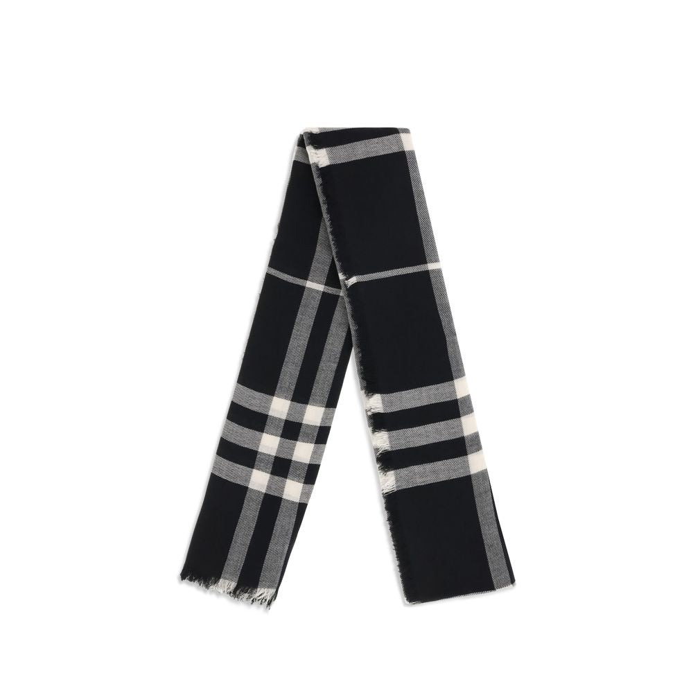 Black Wool Check Scarf