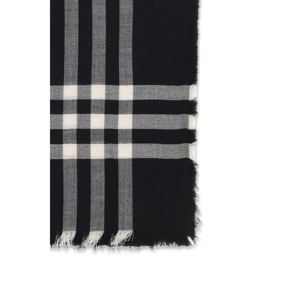 Black Wool Check Scarf