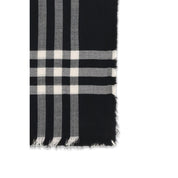Black Wool Check Scarf