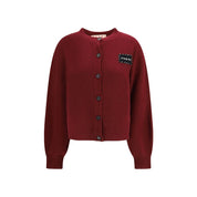 Bordeaux Cashmere Cardigan with Signature Patch