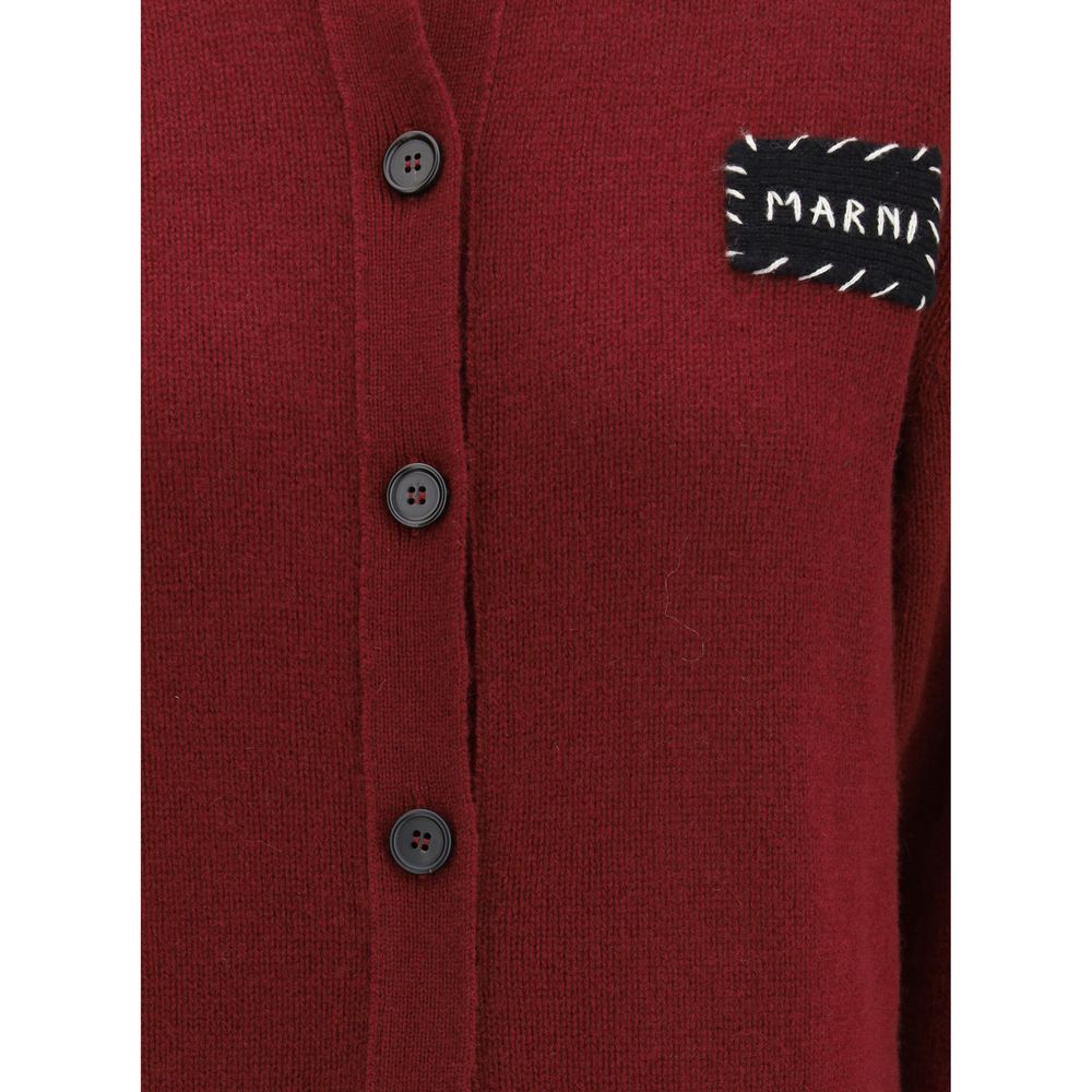Bordeaux Cashmere Cardigan with Signature Patch