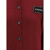 Bordeaux Cashmere Cardigan with Signature Patch