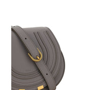 Gray Calf Leather Shoulder Bag with Monogram