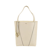 Cream Calf Leather Shoulder Bag with Monogram