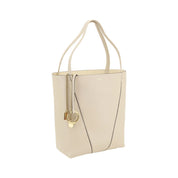 Cream Calf Leather Shoulder Bag with Monogram