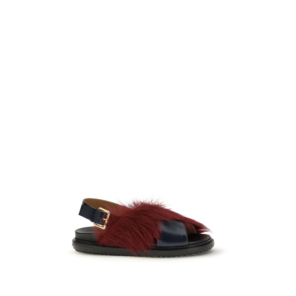 Marni Multicolor Calf Leather Flat Sandals