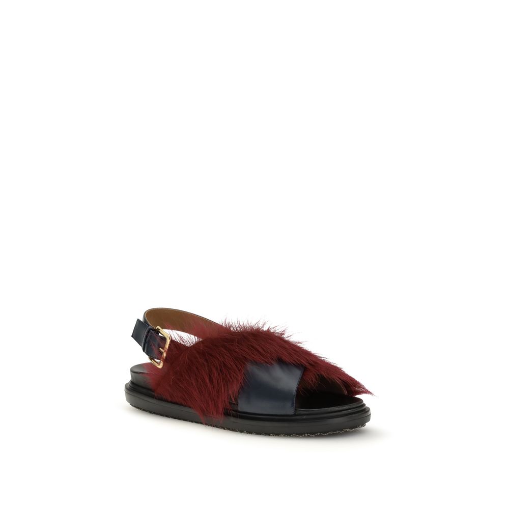 Marni Multicolor Calf Leather Flat Sandals