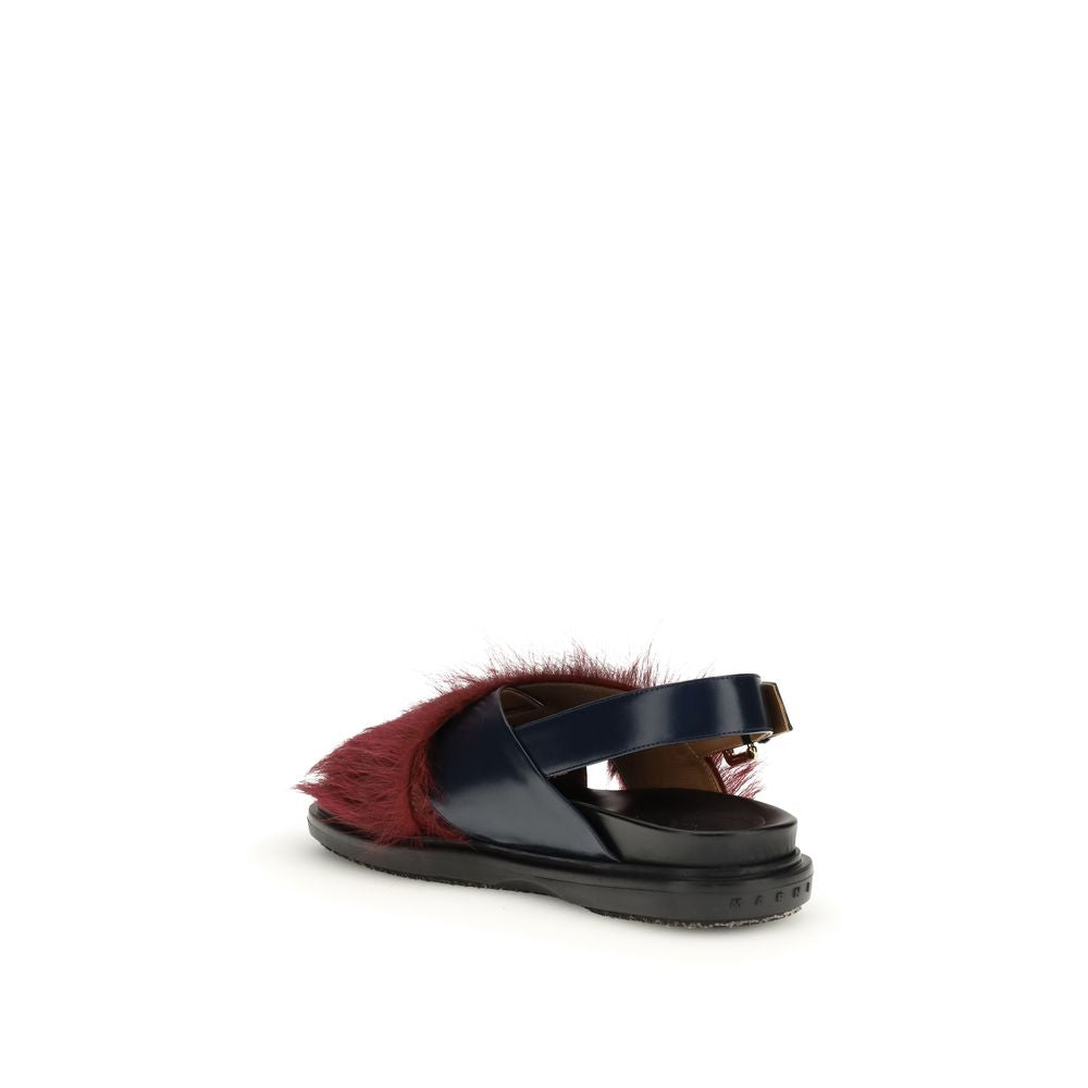 Marni Multicolor Calf Leather Flat Sandals