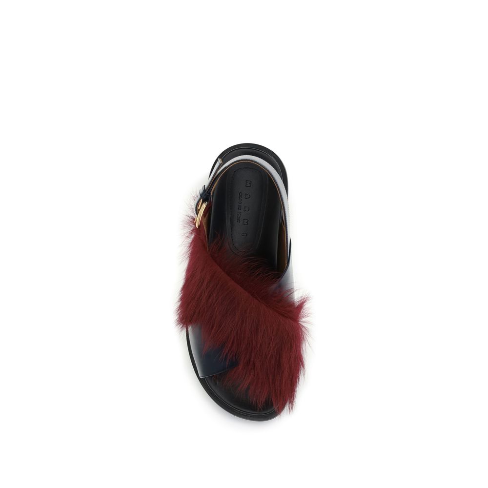 Marni Multicolor Calf Leather Flat Sandals