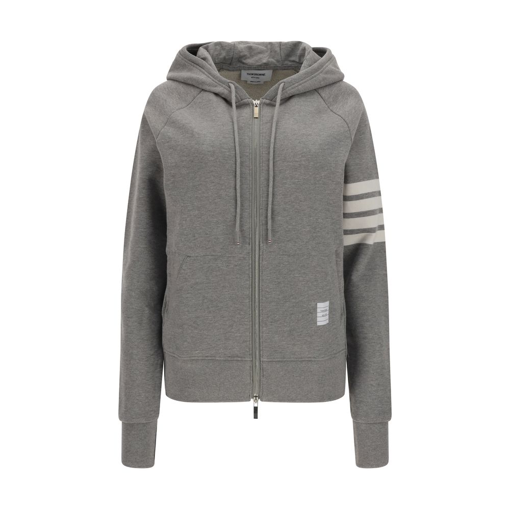 Gray Cotton Sweatshirt with Logo Patch