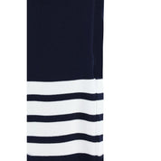 Blue Cotton Sweatpants with White Stripes