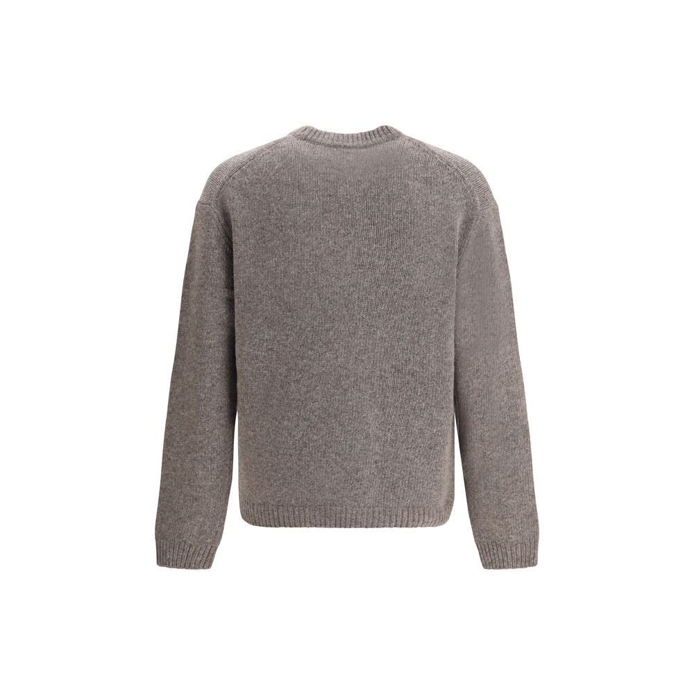 Gray Wool Sweatshirt with Fox Intarsia
