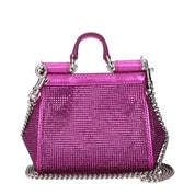 Dolce &amp; Gabbana Fuchsia satinväska med strass