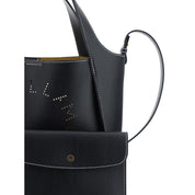 Svart axelväska i polyamid med perforerat monogram