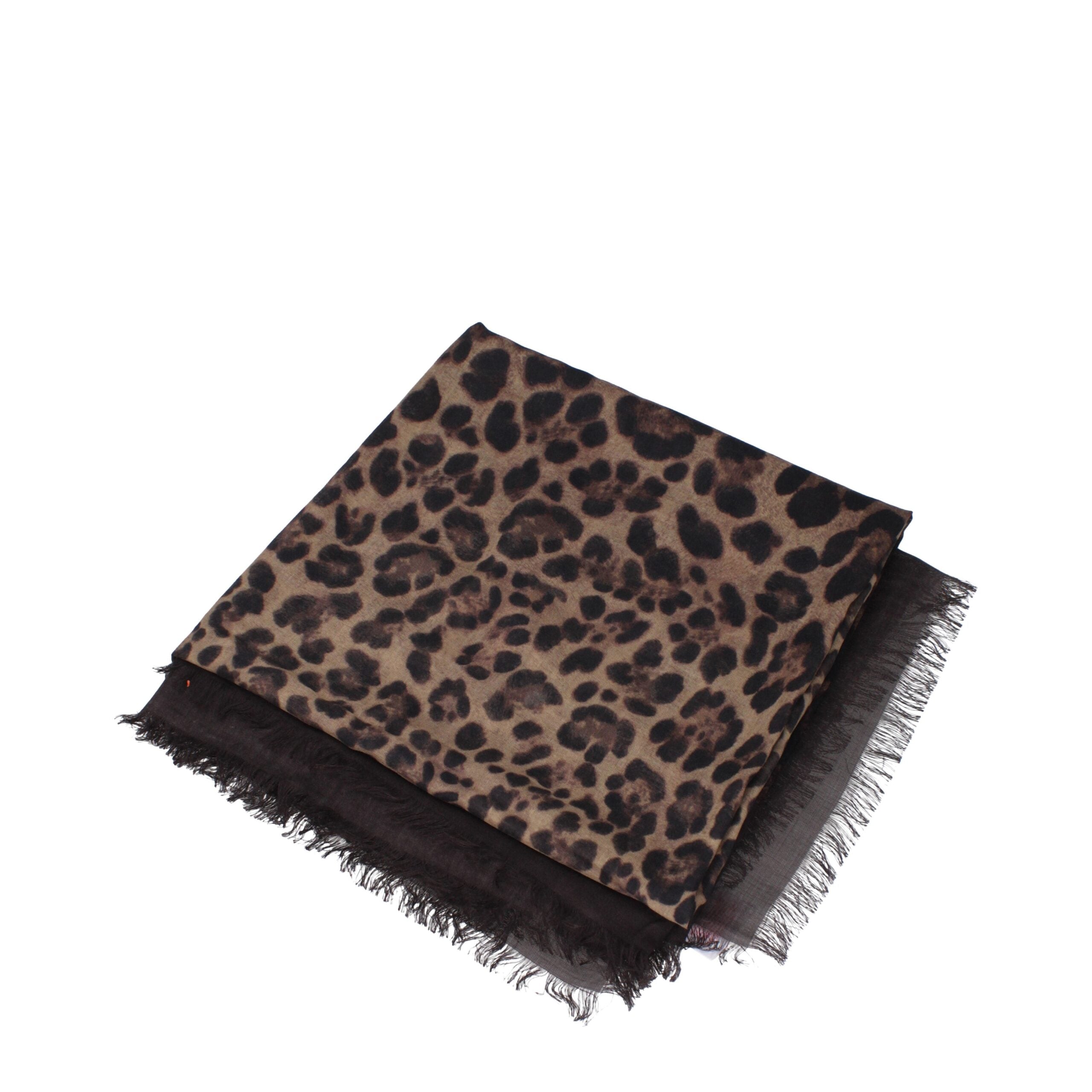 Brun kashmirfoulard med leopardmönster