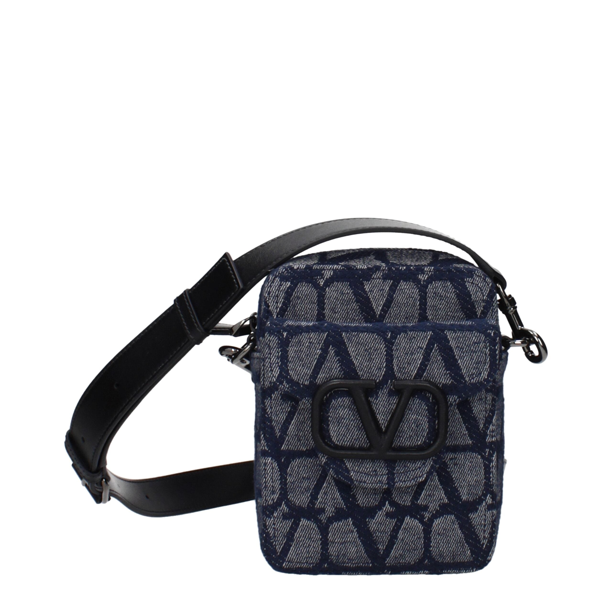 Valentino Garavani Blue Fabric Crossbody Bag with Logo