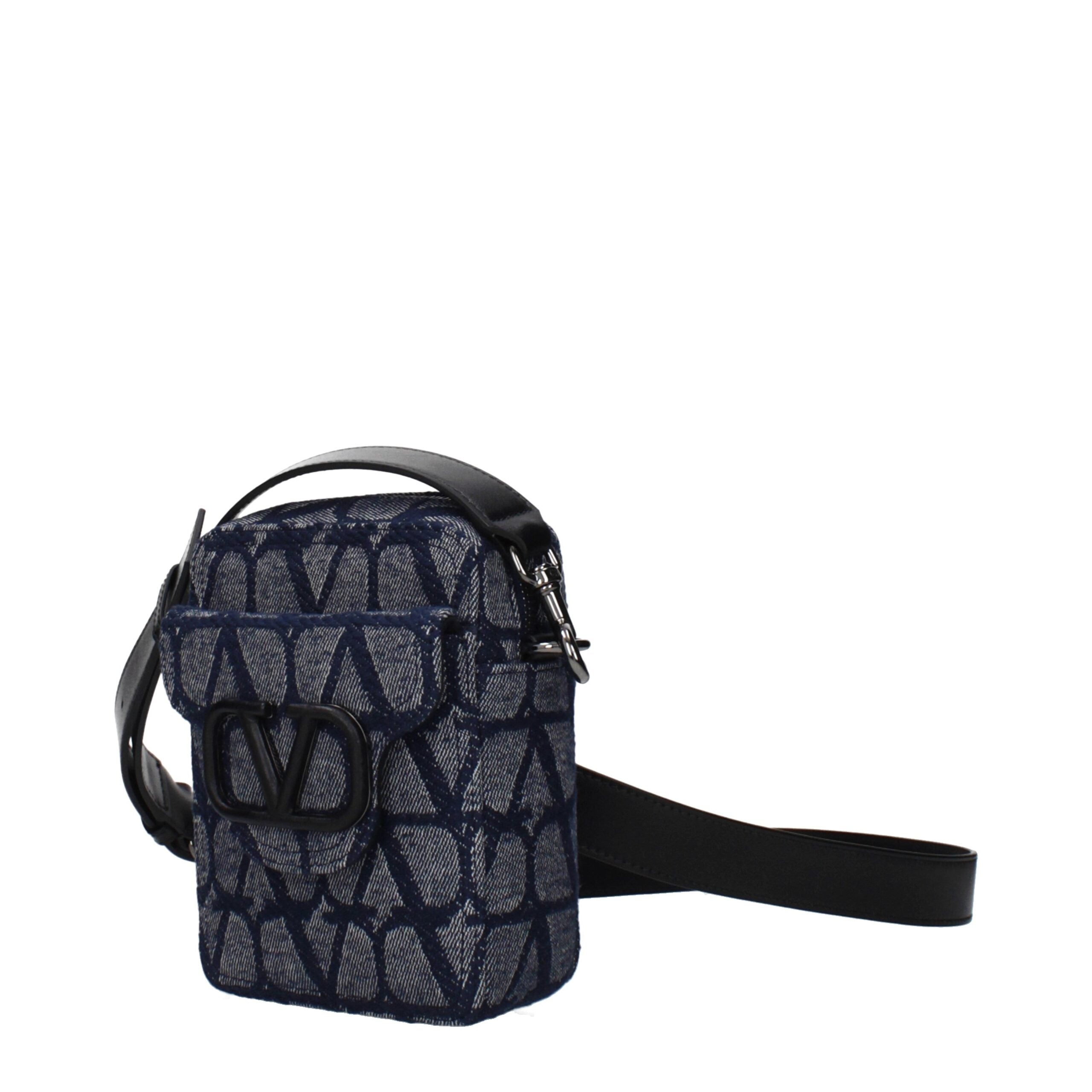 Valentino Garavani Blue Fabric Crossbody Bag with Logo