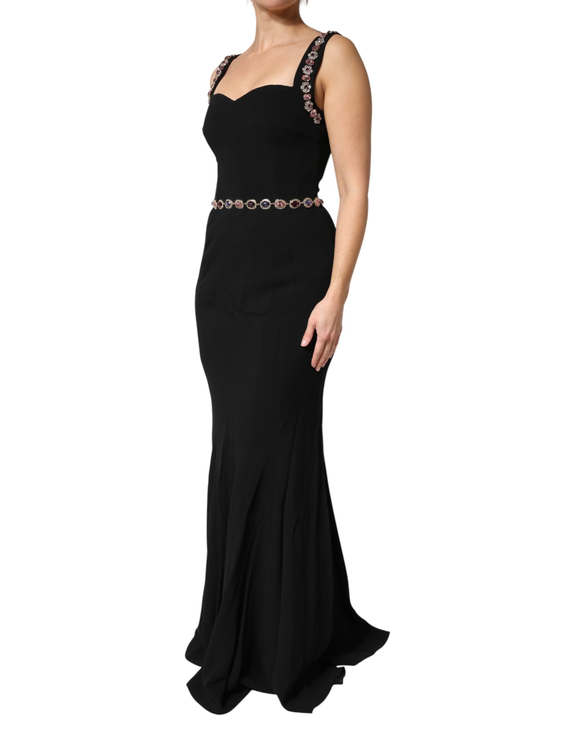 Black Embellished Mermaid Gown Dress