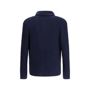 Blue Cotton Double-breasted Cardigan - Brunello Cucinelli