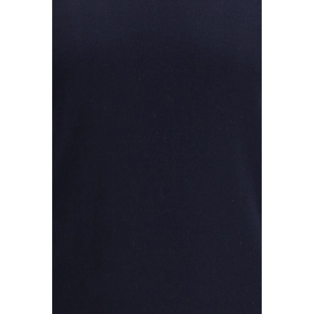 Blue Cotton Sweatshirt with Ribbed Round Neck