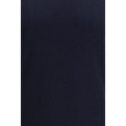 Blue Cotton Sweatshirt with Ribbed Round Neck