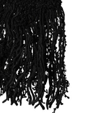 Svart ullfransad halsduk med omlott