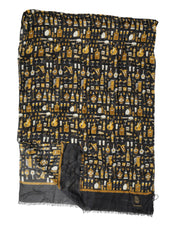 Svart modal-siden jazzklubbsmönstrad halsduk med omlott