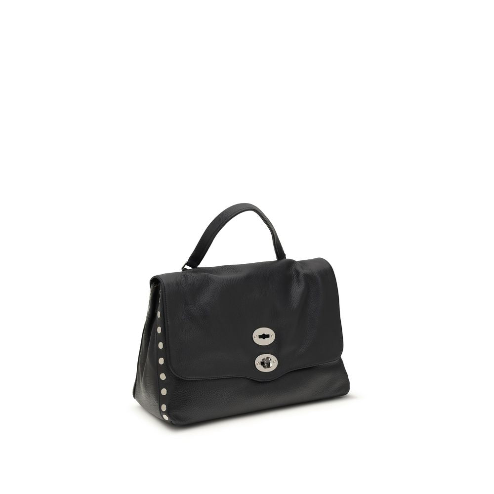 Blue Calf Leather Shoulder Bag with Swivel Hook Closure