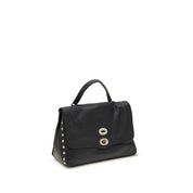 Blue Calf Leather Shoulder Bag with Swivel Hook Closure