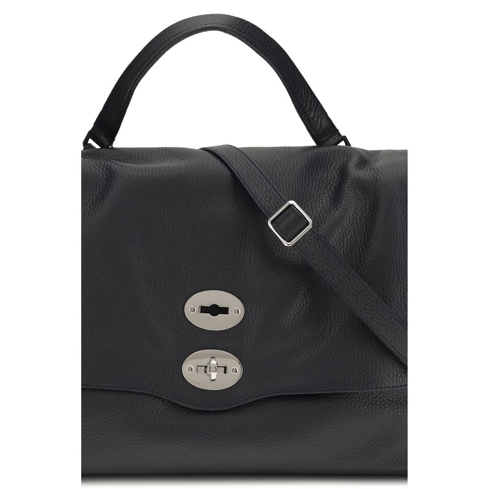 Blue Calf Leather Shoulder Bag with Swivel Hook Closure