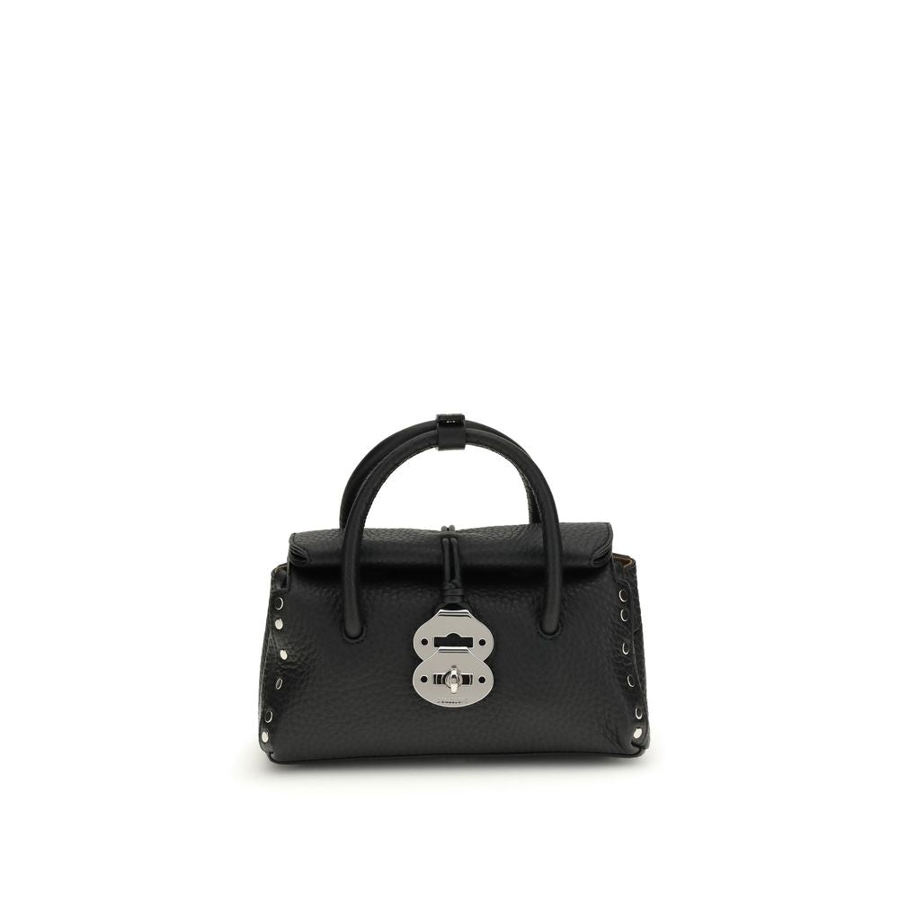 Black Calf Leather Handbag with Magnetic Closure - Zanellato