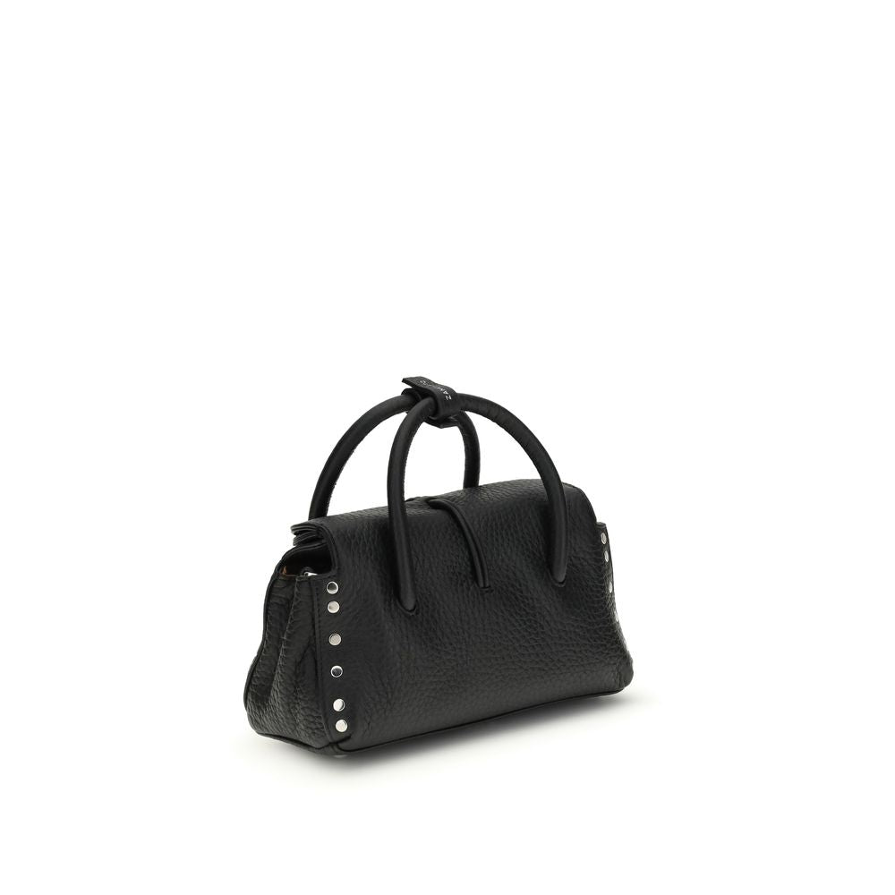 Black Calf Leather Handbag with Magnetic Closure - Zanellato