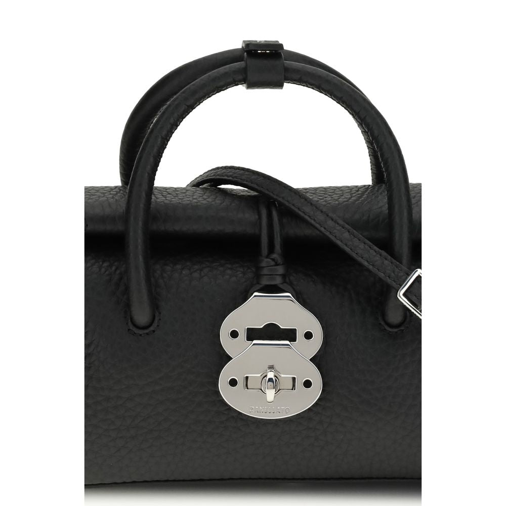 Black Calf Leather Handbag with Magnetic Closure - Zanellato