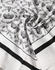 Vit Bomulls Krontryck Fyrkantig Foulard Halsduk - Dolce &amp; Gabbana
