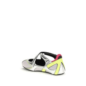 Silverfärgade ballerinaskor i polyuretan med metalliska inlägg - The Attico