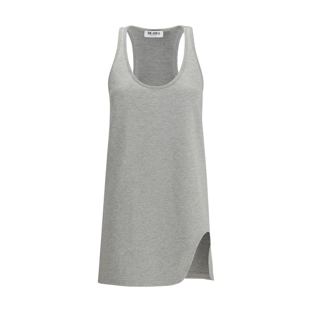The Attico Gray Cotton Cut-Out Mini Dress