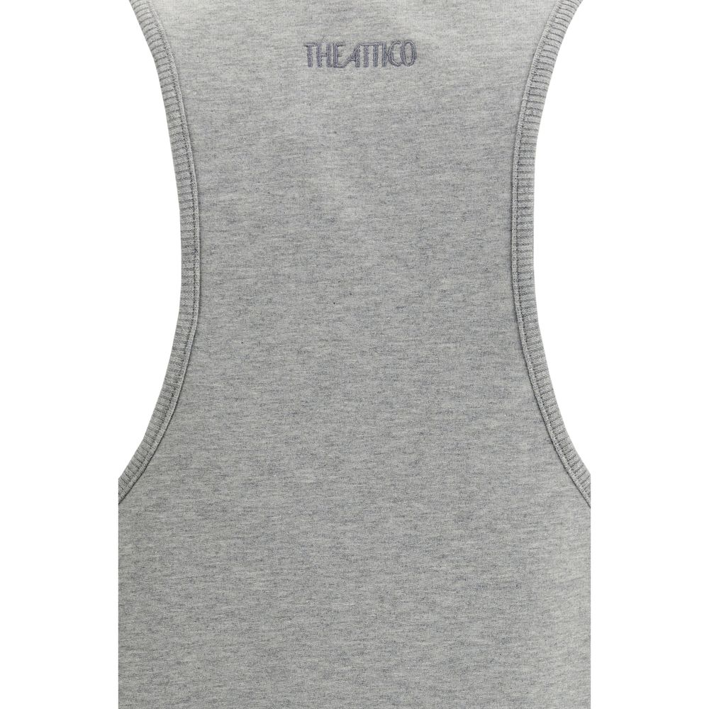 The Attico Gray Cotton Cut-Out Mini Dress