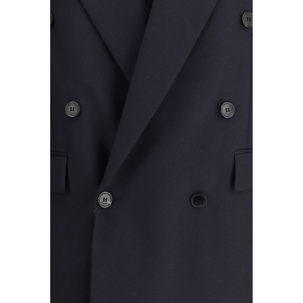 Blue Wool Double-breasted Coat