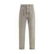 Gröna bomulls jeans med raka ben - Brunello Cucinelli
