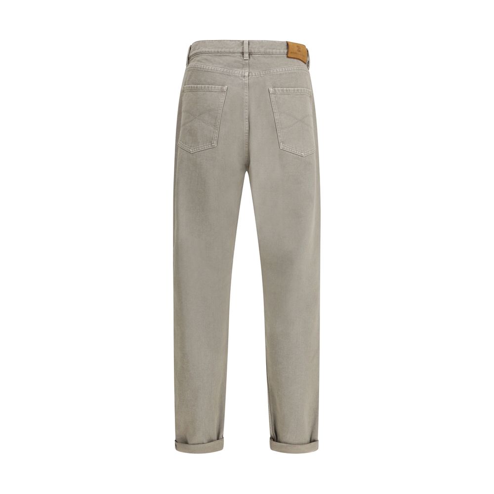 Gröna bomulls jeans med raka ben - Brunello Cucinelli