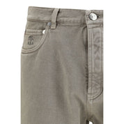 Gröna bomulls jeans med raka ben - Brunello Cucinelli