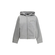 Gray Cotton Two-way Zip Hoodie with Ganni Logo