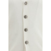 Vit bomullskofta med v-ringning