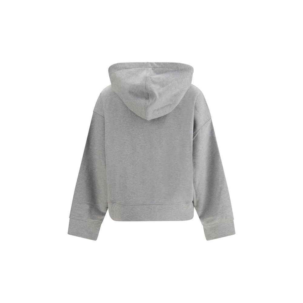 Gray Cotton Two-way Zip Hoodie with Ganni Logo